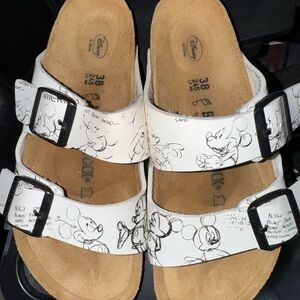 Disney Birkenstocks- White with Black Mickey Mouse Sketches